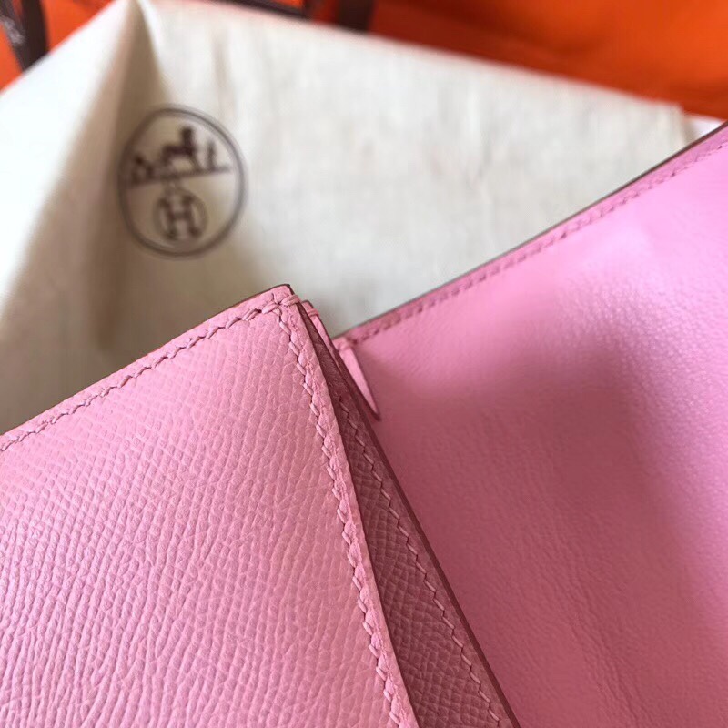 Hermes Constance 24cm Shoulder Bag In Rose Pink Epsom Leather